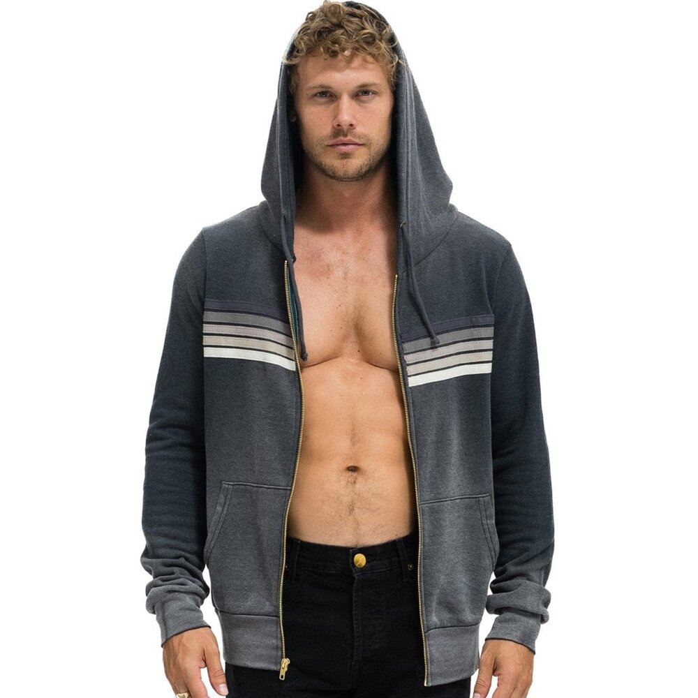 AVIATOR NATION 5 STRIPE HOODIE - FADED SMOKE SIze XS - Picture 6 of 7